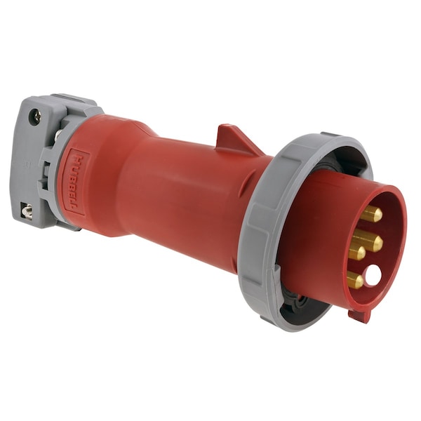 Pin & Sleeve Plug, 30/32 A, 380/415V AC, Three Phase, 3 Pole, IEC Grounding, Red, NEMA 4X
